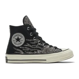 Chuck 70 High „Archival Glitter Flame – Black Egret“