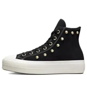 Chuck Taylor All Star High-Top-Sneaker aus Wildleder mit Nieten und Plateau „Schwarz“