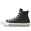 Chuck Taylor All Star Mission-V Leder-High-Top Schwarz-Weiß Wellenmuster-Sohle „Black White“
