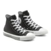 Chuck Taylor All Star Mission-V Leder-High-Top Schwarz-Weiß Wellenmuster-Sohle „Black White“