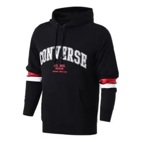 Collegiate Text Pullover Hoodie asiatische Größen „Black“