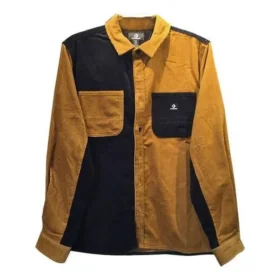 Colorblock-Cordhemd, asiatische Größen, „Braun-Schwarz“