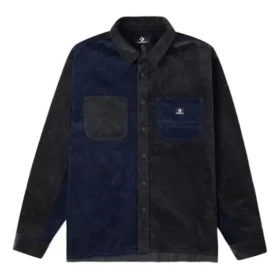 Colorblock-Cordhemd, asiatische Größen, „Navy Black“
