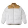Colorblock-Daunenjacke asiatische Größen „Weiß-Beige“