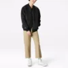 Converse Aviator Baseball-Uniform für Herren – gewebte, winddichte Jacke mit Reißverschluss, Herbst, Schwarz