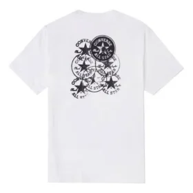 Converse Chuck Printing Strick-Sportshirt für Herren, Rundhalsausschnitt, kurze Ärmel, Weiß