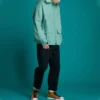 Converse Herren-Freizeitjacke mit Kapuze und Tasche, gewaschenes Blau