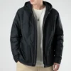 Converse Herren-Freizeitsport-Cargo-Kapuzenjacke mit langen Ärmeln, gefüttert, schwarz