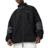 Converse Herren-Jacke mit Stehkragen und Patchwork-Details, schwarz