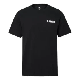 Converse Herren-Kurzarm-Shirt mit kontrastierenden Farben und Karomuster, schwarz