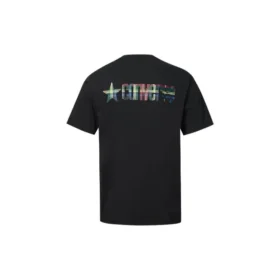 Converse Herren-Kurzarm-Shirt mit kontrastierenden Farben und Karomuster, schwarz
