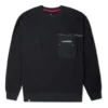 Converse Herren-Pullover aus der Neujahrsserie mit Brusttasche, Fleecefutter und Rundhalsausschnitt, Dunkel-Schwarz
