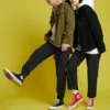 Converse Herren-Sport-Cargo-Jacke aus Cord, schwarz