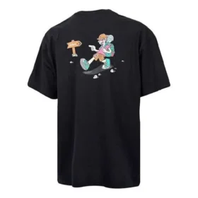 Converse Herren-Sport-T-Shirt mit lustigem Cartoon-Aufdruck, atmungsaktiv, kurzärmelig, schwarz