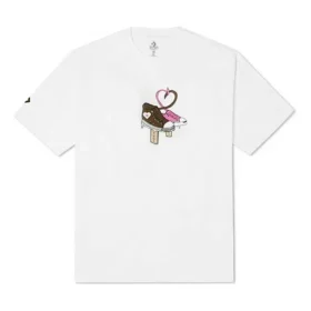 Converse Herren Sport-T-Shirt mit Rundhalsausschnitt, atmungsaktiv, kurzärmelig, weiß