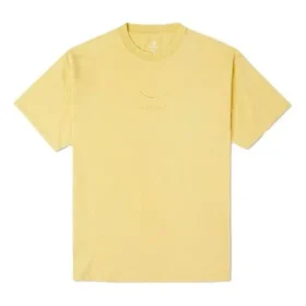 Converse Herren-Sport-T-Shirt mit Stickerei, Rundhalsausschnitt, kurze Ärmel, gelb Converse Herren-Sport-T-Shirt mit Stickerei, Rundhalsausschnitt, kurze Ärmel, gelb