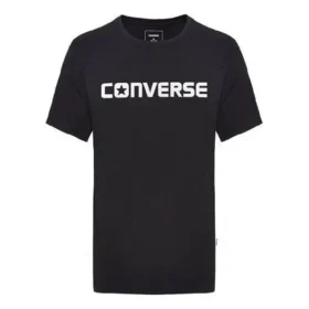 Converse Herren-T-Shirt aus reiner Baumwolle mit Alphabet-Print, kurzärmelig, schwarz Converse Herren-T-Shirt aus reiner Baumwolle mit Alphabet-Print, kurzärmelig, schwarz