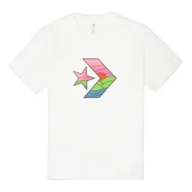 Converse Herren-T-Shirt in Kontrastfarben, lässiger Sport-Print, kurzärmelig, weiß Converse Herren-T-Shirt in Kontrastfarben, lässiger Sport-Print, kurzärmelig, weiß