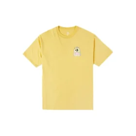 Converse Herren-T-Shirt mit Graffiti-Cartoon-Print, locker sitzend, Rundhalsausschnitt, kurze Ärmel, goldfarben