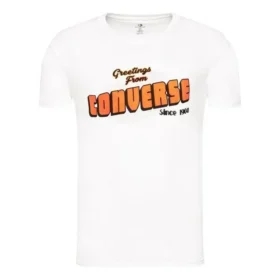 Converse Herren-T-Shirt mit lockerem Alphabet-Aufdruck, kurzärmelig, casual, weiß Converse Herren-T-Shirt mit lockerem Alphabet-Aufdruck, kurzärmelig, casual, weiß