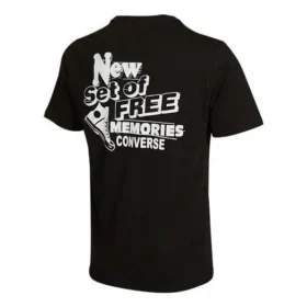 Converse Herren-T-Shirt mit Rückenaufdruck, lässig, Rundhalsausschnitt, kurze Ärmel, schwarz