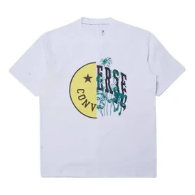 Converse Herren-T-Shirt mit Smiley-Aufdruck, atmungsaktiv, kurzärmelig, weiß Converse Herren-T-Shirt mit Smiley-Aufdruck, atmungsaktiv, kurzärmelig, weiß