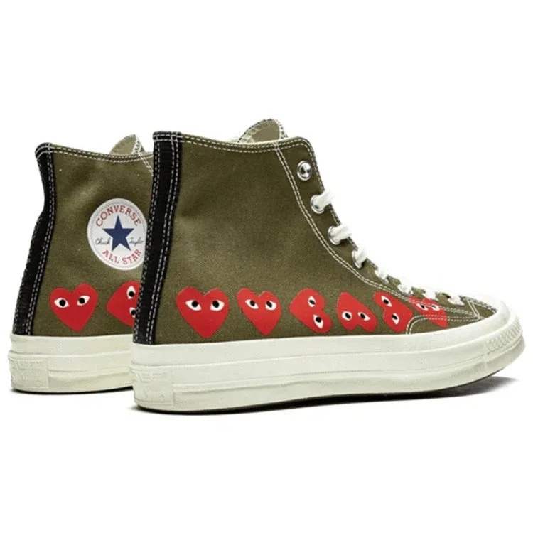 Converse x COMME des GARCONS PLAY Chuck 70 Hi Multi Heart „Khaki“ Converse x COMME des GARCONS PLAY Chuck 70 Hi Multi Heart „Khaki“