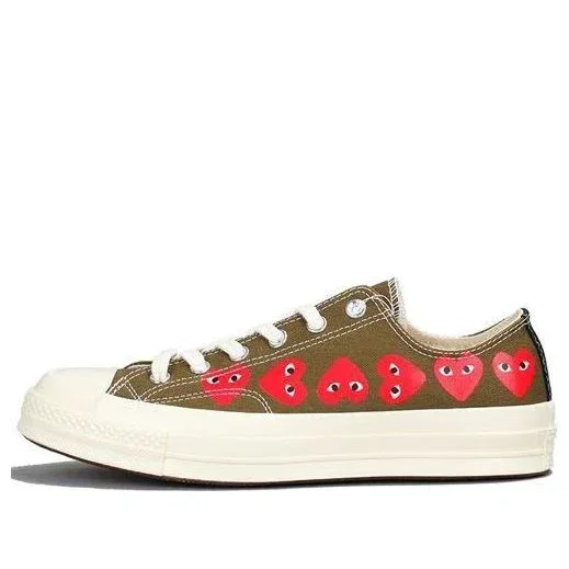 Converse x COMME des GARCONS PLAY Chuck 70 Low Multi Heart „Khaki“ Converse x COMME des GARCONS PLAY Chuck 70 Low Multi Heart „Khaki“