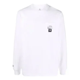 Converse x Josh Vides Langarm-T-Shirt mit Tasche, asiatische Größen „Weiß“