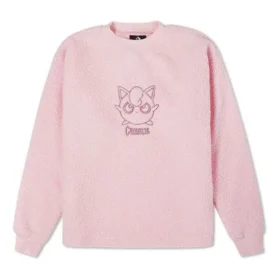 Converse x POKEMON Crossover-Pullover mit Rundhalsausschnitt aus Wildleder und Cartoon-Stickerei, rosa