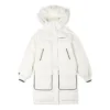 Convertible Long Down Jacke – asiatische Größen „Weiß“