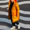 Counter Climate Long Down Jacke Asia-Größen „Wheat“