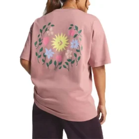 Crew-T-Shirt mit Blumenprint, asiatische Größen „Pink“