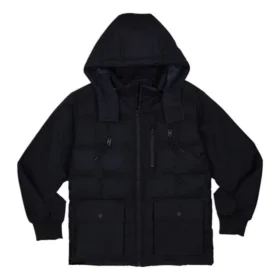Daunenjacke in mittlerer Länge, asiatische Größen „Schwarz“