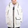 Daunenjacke in mittlerer Länge, asiatische Größen, „Weiß“