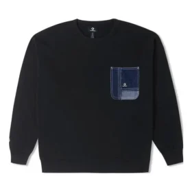 Denim Patchwork Crew Sweatshirt asiatische Größen „Black“