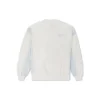 Denim-Patchwork-Crew-Sweatshirt, asiatische Größen, „Weiß“