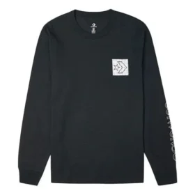 Distorted Court Langarm-T-Shirt (asiatische Größen) „Schwarz“