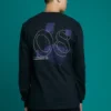 Distorted Court Langarm-T-Shirt (asiatische Größen) „Schwarz“