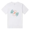 Distorted Patch T-Shirt Asia-Größen „Weiß Orange Teal“