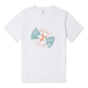 Distorted Patch T-Shirt Asia-Größen „Weiß Orange Teal“