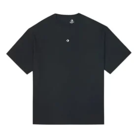Einfarbig, locker, Rundhalsausschnitt, Kurzarm, Paar-Style, Schwarz