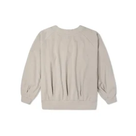 Einfarbiger, locker gestrickter V-Ausschnitt-Hoodie in Beige