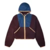 Fleece-Kapuzenjacke mit durchgehendem Reißverschluss, asiatische Größen, „Red Currant“
