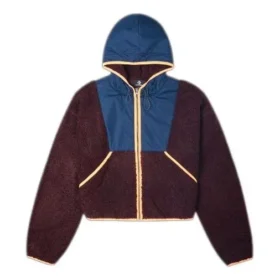 Fleece-Kapuzenjacke mit durchgehendem Reißverschluss, asiatische Größen, „Red Currant“