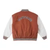 Gesteppte Baseballjacke, asiatische Größen „Weiß-Braun“