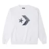 Herren Converse Cashew Logo Strick-Sportpullover mit Rundhalsausschnitt Weiß