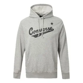 Herren Converse Kapuzenpullover mit Alphabet-Logo-Aufdruck, Kordelzug, Grau