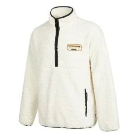 Herren Converse Logo Half Zipper Lammwolle Stehkragen-Jacke Cremeweiß