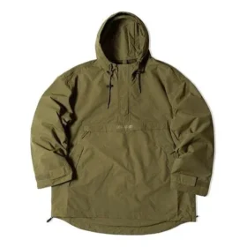 Herren Converse x Kim Jones Crossover Freizeit-Sportjacke mit halbem Reißverschluss und Kapuze Militärgrün